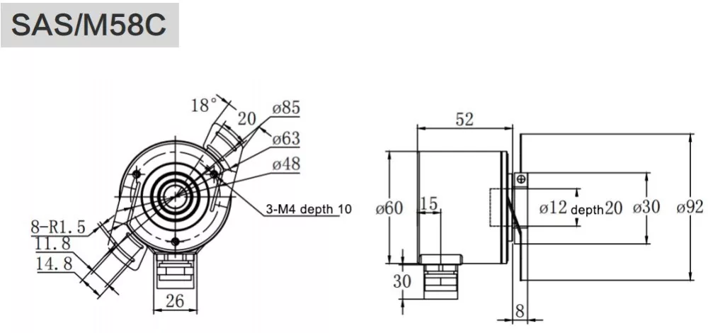 58mm Outer Diameter Heavy Duty Absolute Multi-Turn Magnetic Encoder